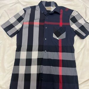 Burberry Stylish Navy Checkered Men's Shirt